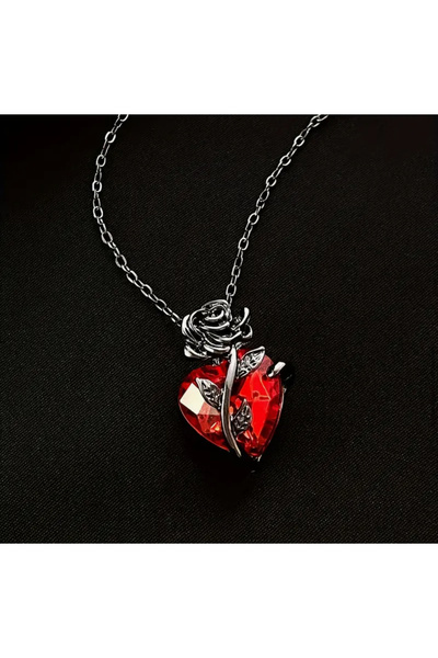 REKS Red Heart Stone Rose Necklace – the Most Sparkling Gift of Love