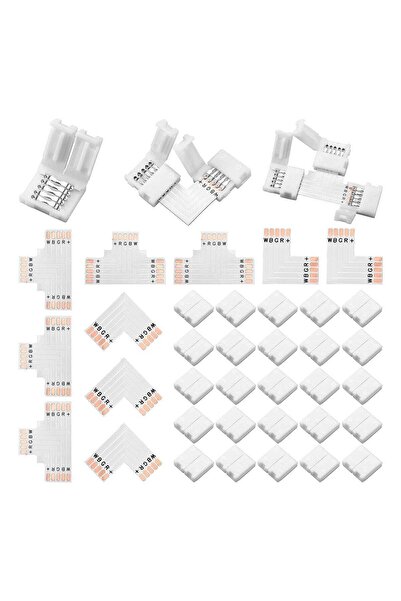 Generic 35 Pcs LED Strip Connector 5 Pin Solderless LED Light Connector L Sha...