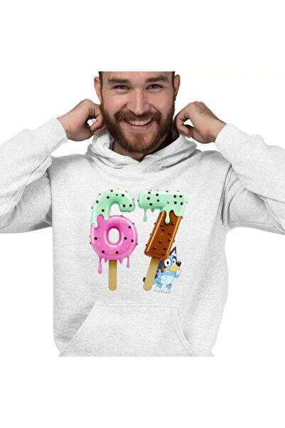 OEM Ανδρικό Φούτερ με Κουκούλα Six Seven Ice Cream Bluey Creme 67