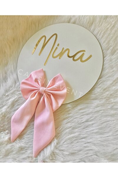 cansınevent Fiyonk Kapı Süsü İsme Özel / 30 cm / Pembe / Bebek