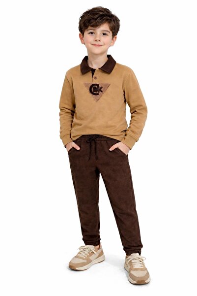 nazarbebe 5-11 Years Old Boys' 2-Piece Polo Collar Set – Casual Comfortable Stylish Combination