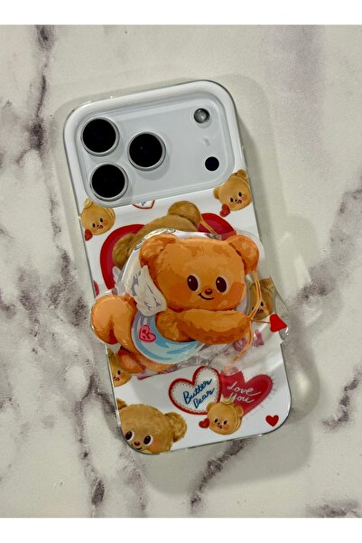 HYPERSOFT Iphone 16 Pro (6.3 inç) Uyumlu Stant Olabilen Popsocketli Desenli S...