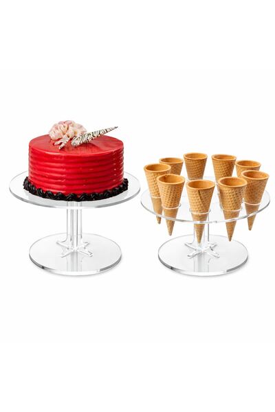 Ozdamar Marketing 4 Parça Pleksi Pasta&Dondurma Standı–6mm Şeffaf–Tek Katlı–C...