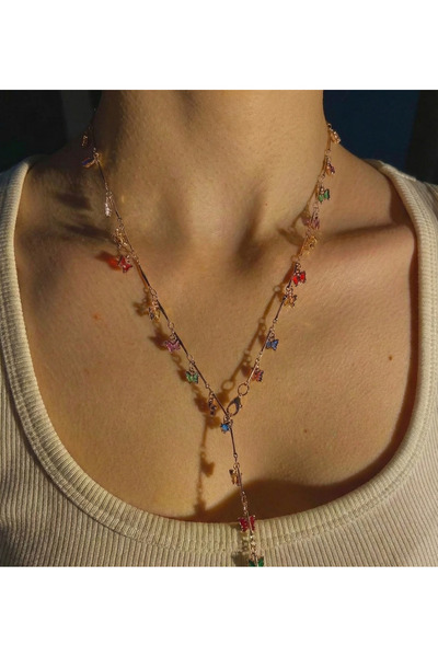 Ashley Collection Minik Kelebek Model Y Kolye Kararma Yapmaz Ayarlanabilir Boy