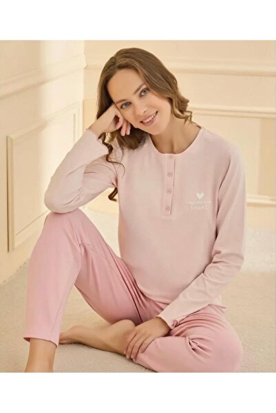 İpek Women's Long Sleeve 100% Cotton Pajama Set