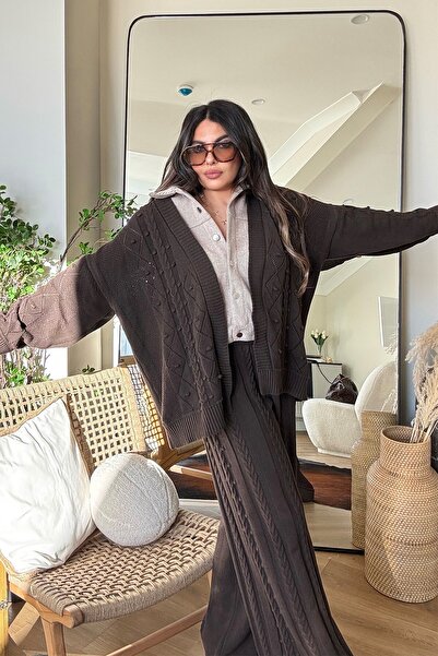 Sohotique By P Kaşe Shirt Paneled Knitwear Set Bitter Brown