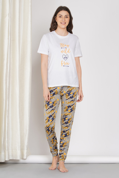 LAUREN SMITH Women's Pajama Set Short Sleeve Top with pants 2 Piece Sleepwear...