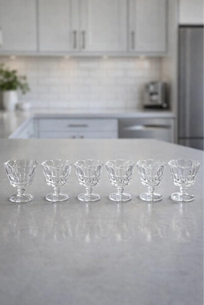 Urbanza طقم من 6 قطع من أكواب الحلوى الزجاجية الشفافة مع قاعدة - تصميم أنيق ب...