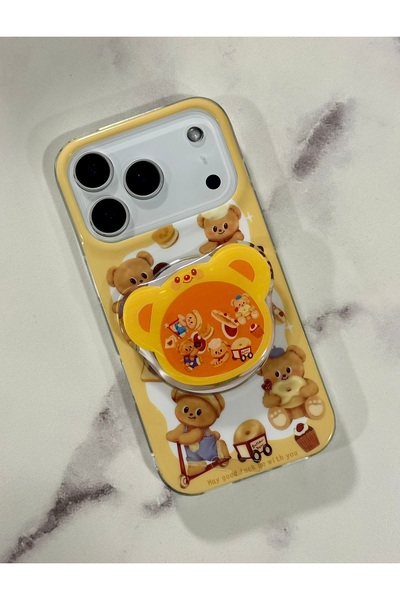 HYPERSOFT Iphone 16 (6.1 inç) Uyumlu Stant Olabilen Popsocketli Desenli Slım ...