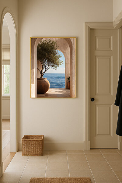 sayetablo Alto - Gerçek Cama Baskı Gold Alüminyum Metal Çerçeveli Tekli Moder...