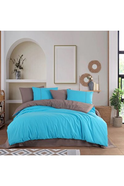MarDyHome Single Poplin Duvet Cover Set Diamond Turquoise Brown