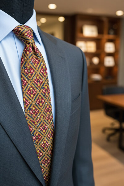 CROATE 100% Silk Italian Tie – 10 cm Classic Wide Cut, Burgundy Special Pattern