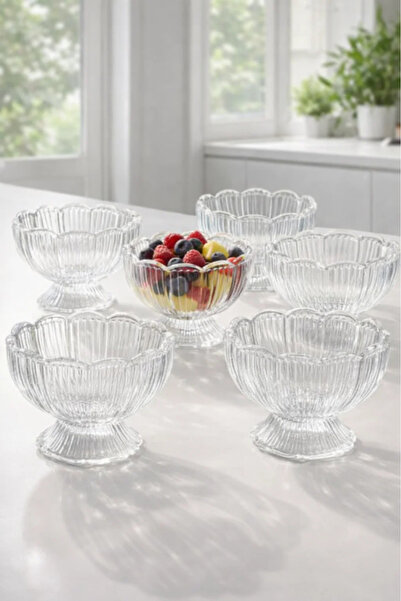 Urbanza 6-Piece Elegant Glass Dessert Cup Set with Footed Base