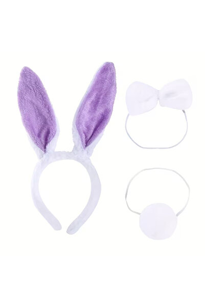 MarDyHome Lilac Purple Rabbit Ear Bow Tie Tail 3 &amp; # 39-Piece Party Set