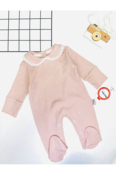 cacobutik Baby Girl Lapel Lace Polka Dot Jumpsuit