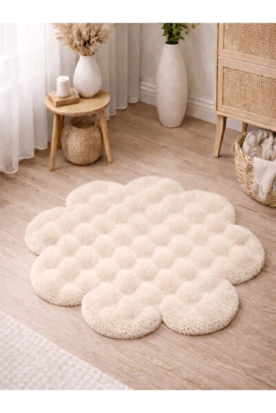 Paco Home Yonca Desenli Buble Krem Halı Yumuşak Salon Halısı Modern Minimalis...