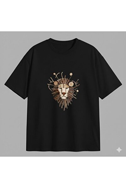 CLASSY.MODA Μοντέρνο έθνικ μπλουζάκι με στάμπα πορτρέτου λιονταριού, unisex, ...