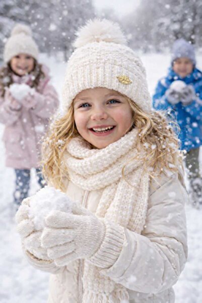 Kitti Girls' Scarf, Beanie, and Gloves Set with Fleece Lining Inside