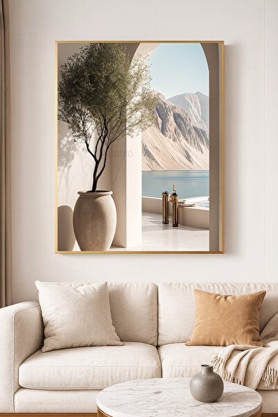 sayetablo Diamante - Gerçek Cama Baskı Gold Alüminyum Metal Çerçeveli Tekli M...