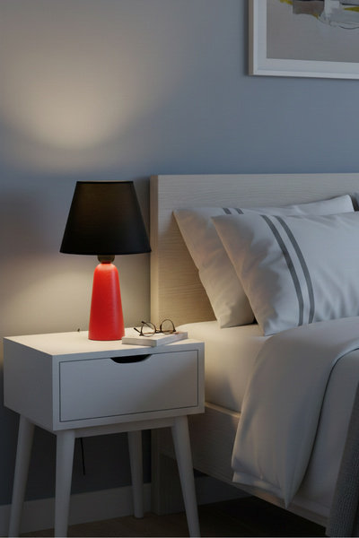 Lambazade Zümzade Model Red Wooden Body Black Head Lampshade