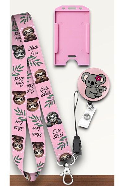 chic crazze حبل تعليق للرقبة بنمط الحيوانات الكسولة، مع بطاقة تعريف وشارة تعر...