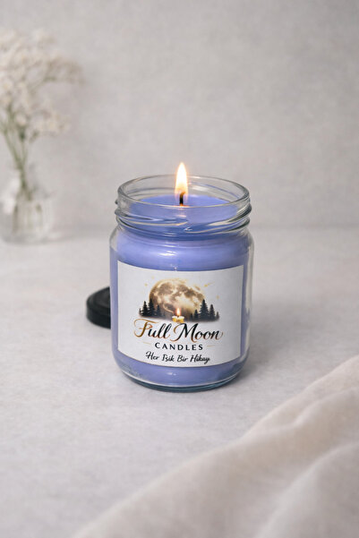 Full Moon Candles El Yapımı Soya Mum Kokulu - Cam Kavanoz - Dekoratif Mum