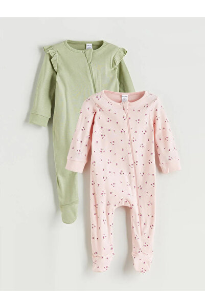 LC Waikiki LCW baby Pembe Bisiklet Yaka Kız Bebek Tulum 2'li