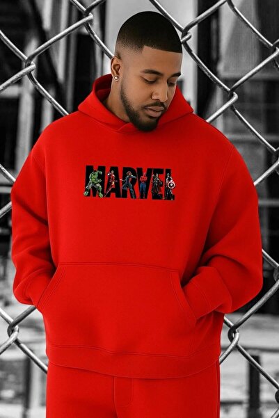 oneagılyazı 3 Yarn Combed Marvel Printed Large Size Sweatshirt