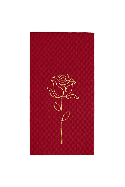 Story مناديل ورقية ذهبية منقوشة بالورود مقاس 40×40 سم، 16 قطعة باللون العنابي