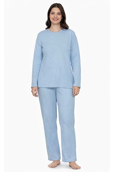 Melesh Kadın Rahat Raporlu Selanik Kumaş Relax Pijama Alt Üst Takım