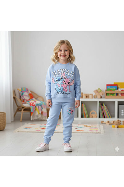 ALYAKİDS Girls' Tracksuit Bottom and Top with Design Printed Stickers