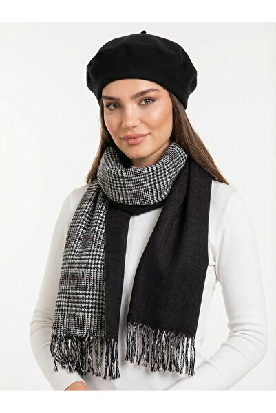 Develioğlu Γυναικείο σετ μπερέ και σάλι διπλής όψης από τσόχα – Κομψό χειμερι...