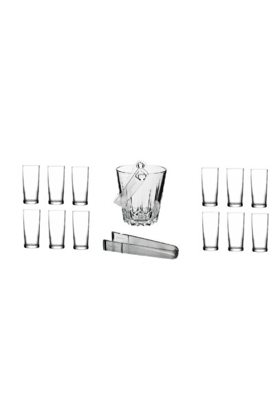 ORTAKÖY CENNETİ Paşabahçe Raki Glass and 14 Pieces. Raki Glass and Ice Bucket...