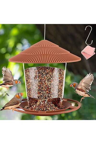 Generic Hanging Bird Feeder, Outdoor Bird Feeder with Round Roof, 40Oz Large Capacity Outside Bird Feeder, S