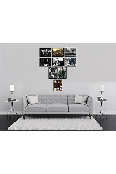 imalatçısından Atatürk 9'lu Ahşap Duvar Posteri Seti - Özel Tasarım Galeri Du...