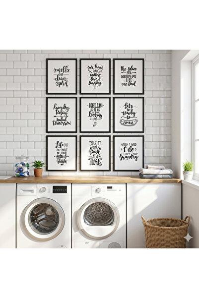 imalatçısından 9’lu Laundry (Çamaşır Odası) MDF Tablo Seti