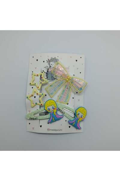 Masal Gurumi Sweet Tatli Kiz Patterned Star Clip Bow Buckle Set Girl's Childr...