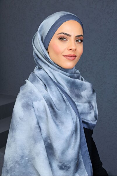 aldyoo شال ناعم من القطن والفسكوز بنمط الباتيك باللون الرمادي