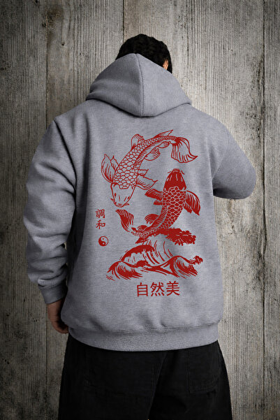 VEK Oversized Sweatshirt Hoodie Koi Japan
