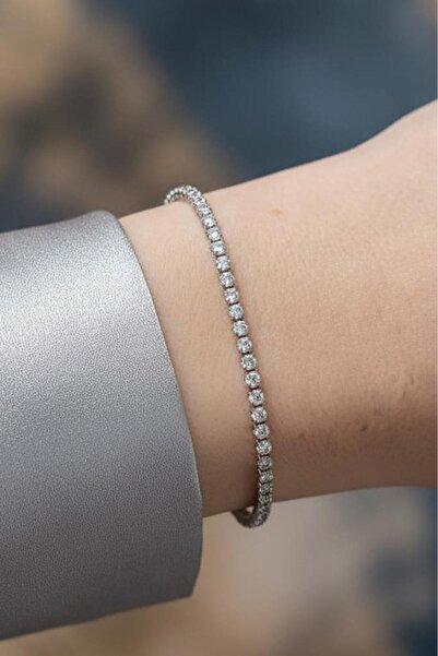 Valmont Accessories Zirkon Taşlı 2 mm Su Yolu Kadın Bileklik
