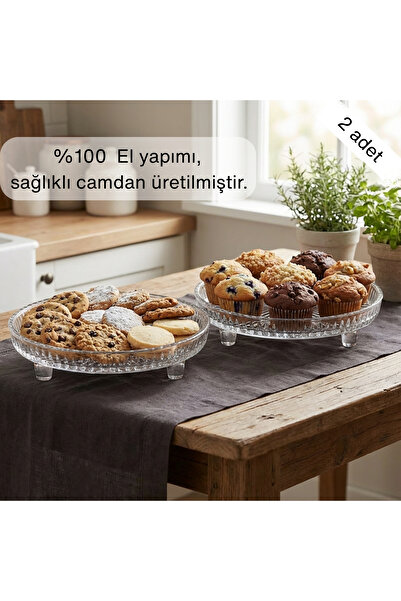 Glamis Selen Concept Örgü Model Cam Ayaklı Sunumluk 2'li Set