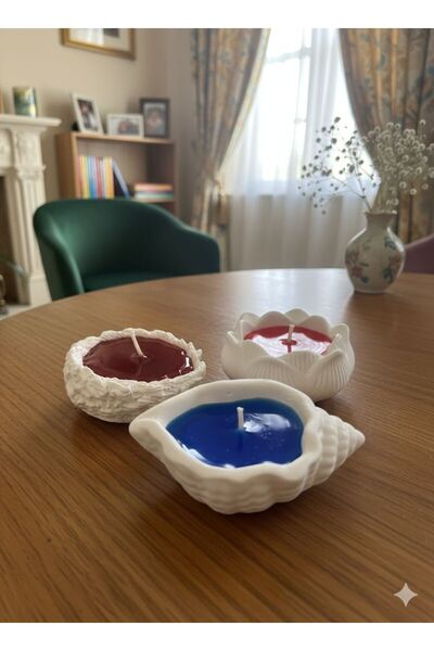 aralmini El Yapımı 3’lü Dekoratif Mum Seti – İstiridye, Kuş Yuvası ve Lotus M...