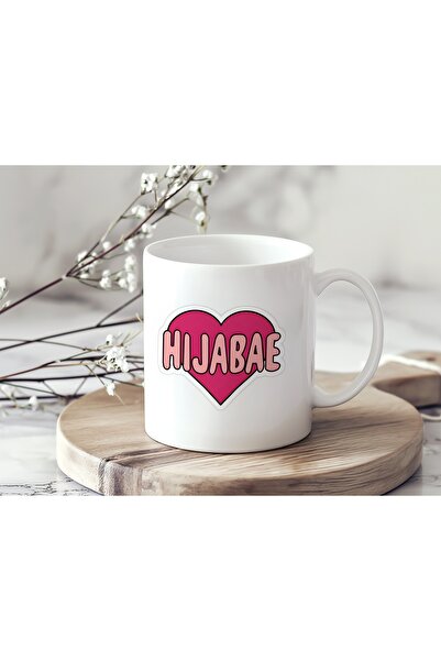 Beramussa كوب بتصميم تيبيوغرافي على شكل قلب من هيجابي – هدية لطيفة ذات طابع إ...