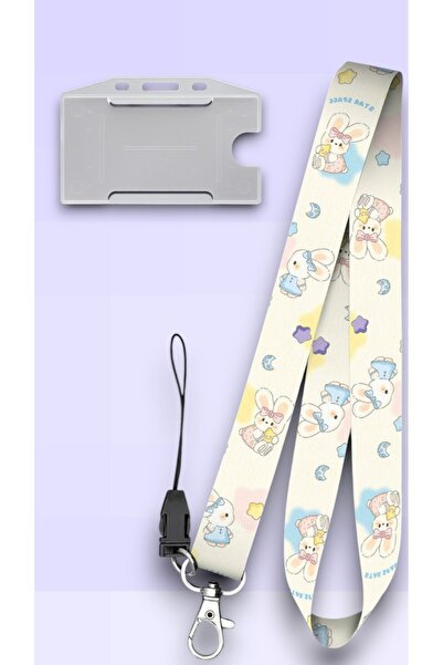 chic crazze حزام هاتف بتصميم أرنب مع حزام للرقبة وشريط تعليق للهاتف