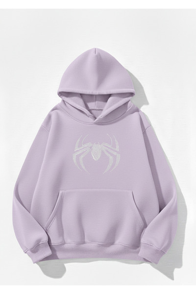 Mayer Butik Unisex Men/Women Spider Stone Printed Cotton Oversized Hooded Sweatshirt