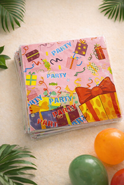 Partifabrik Party Time Colorful Birthday Themed Paper Napkins 16 Pieces