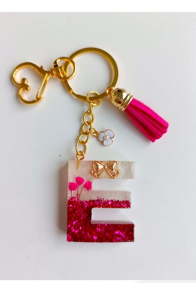 demirbasavm Handmade Letter E Epoxy Keychain
