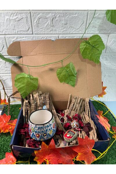 Home Coffee Cup Set of 3: My Beloved Mother Mug + Zikirmatik + Anadolu Porcelain Keychain