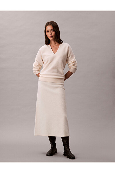 Calvin Klein تنورة ميدي من الصوف المغلي