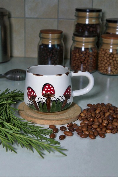NidaSanatEvi Handcrafted Ceramic Cup |   Coffee Cup – Mug – Mug |   Mushroom ...